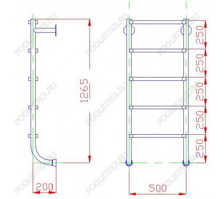 Лестница  без поручней 5 ступеней Flexinox ESC PT (87150355)